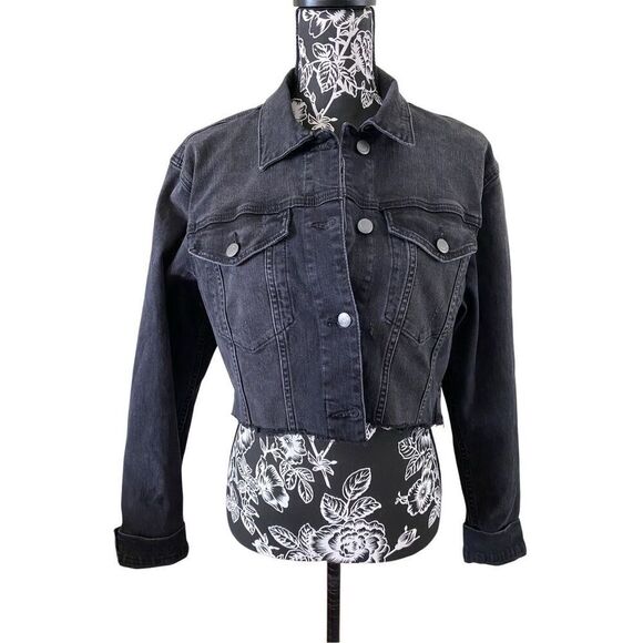 Joes Jeans Black Denim Cropped Jean Jacket Grunge Punk Goth Gothic - Picture 1 of 12